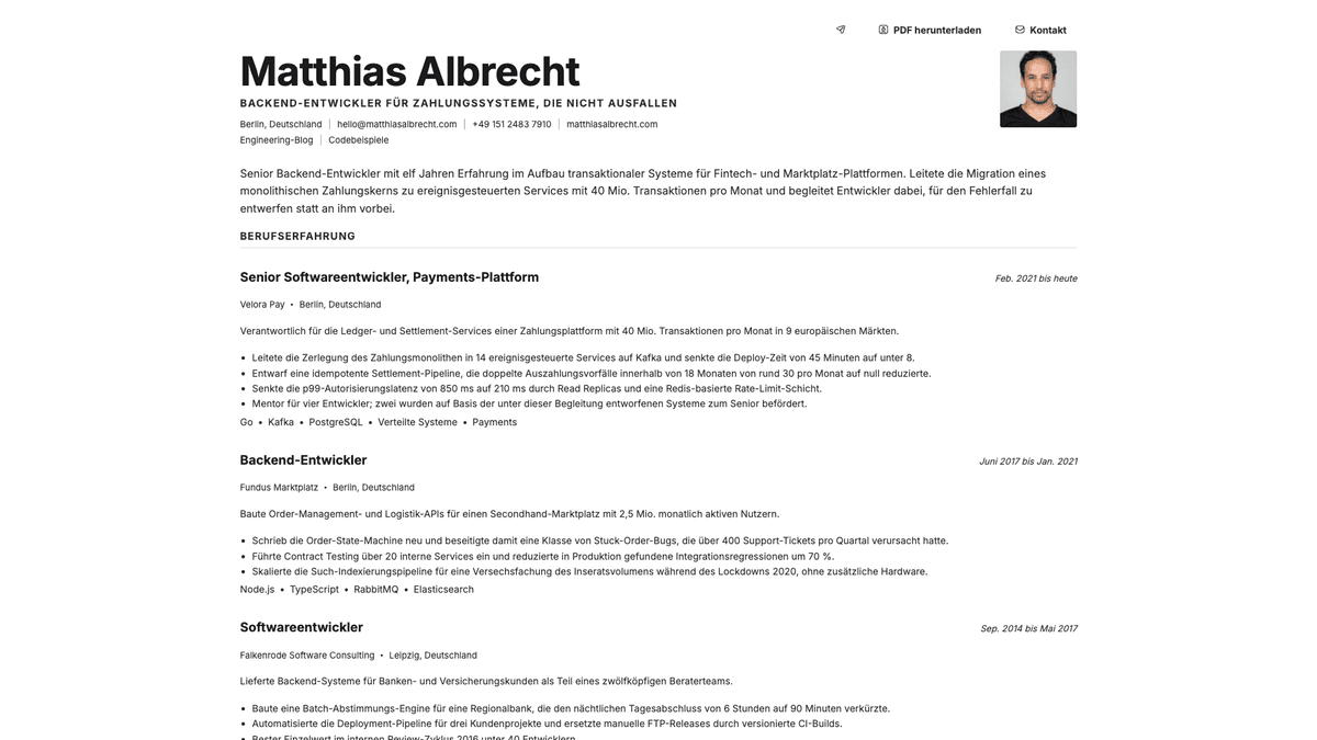 Platinum online resume example