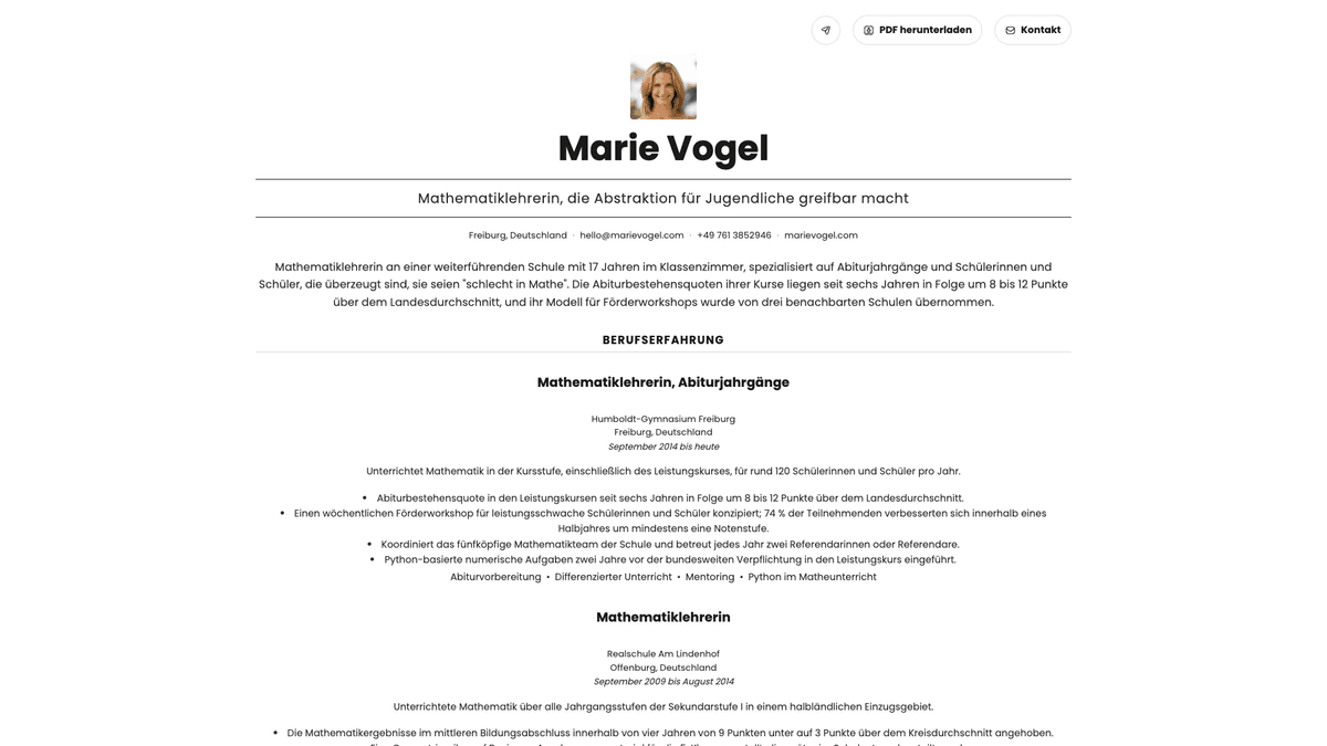 Quartz online resume example