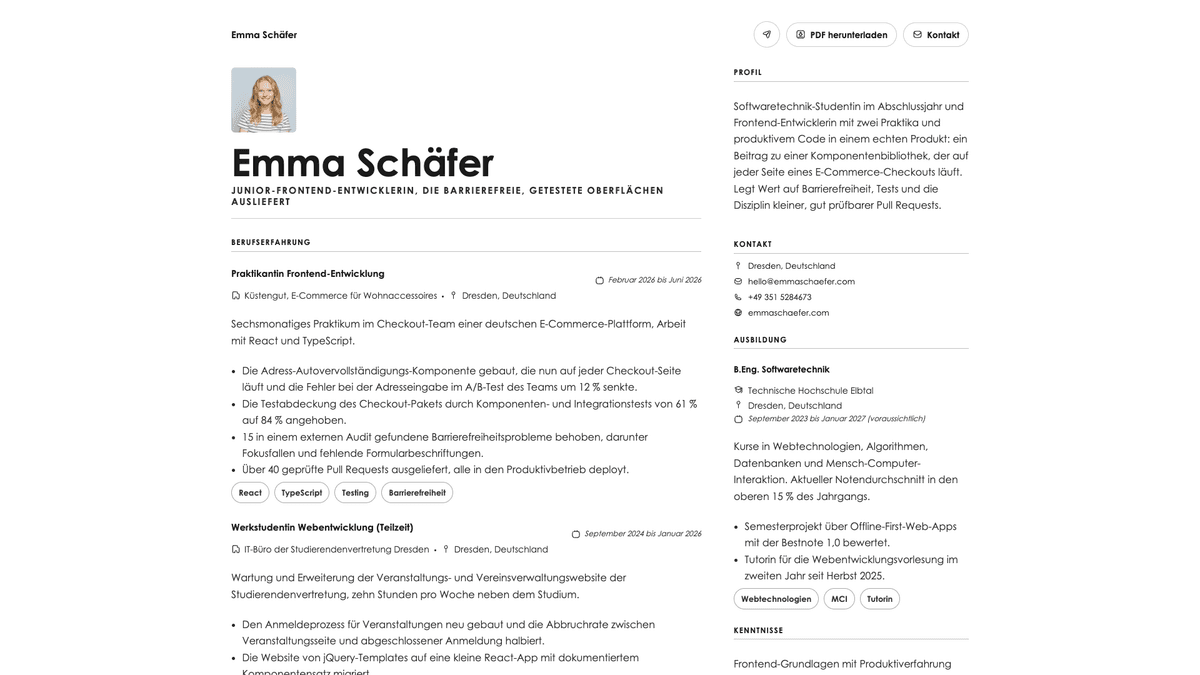 Vanta online resume example