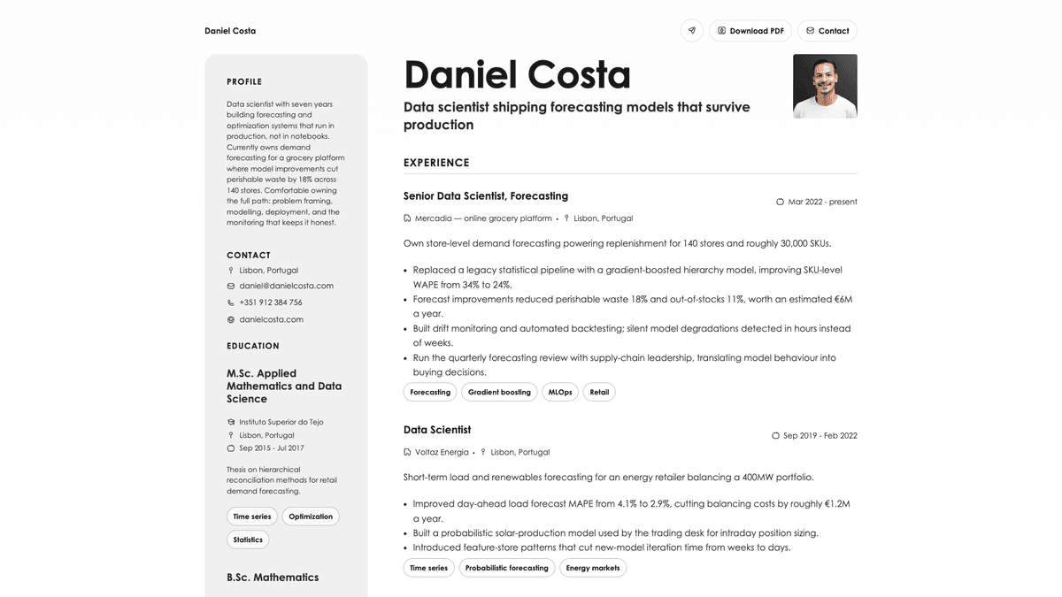 Aurum online resume example