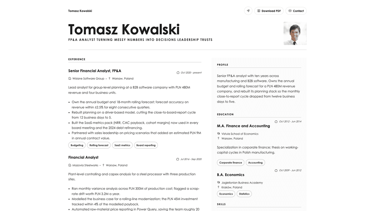Bronze online resume example