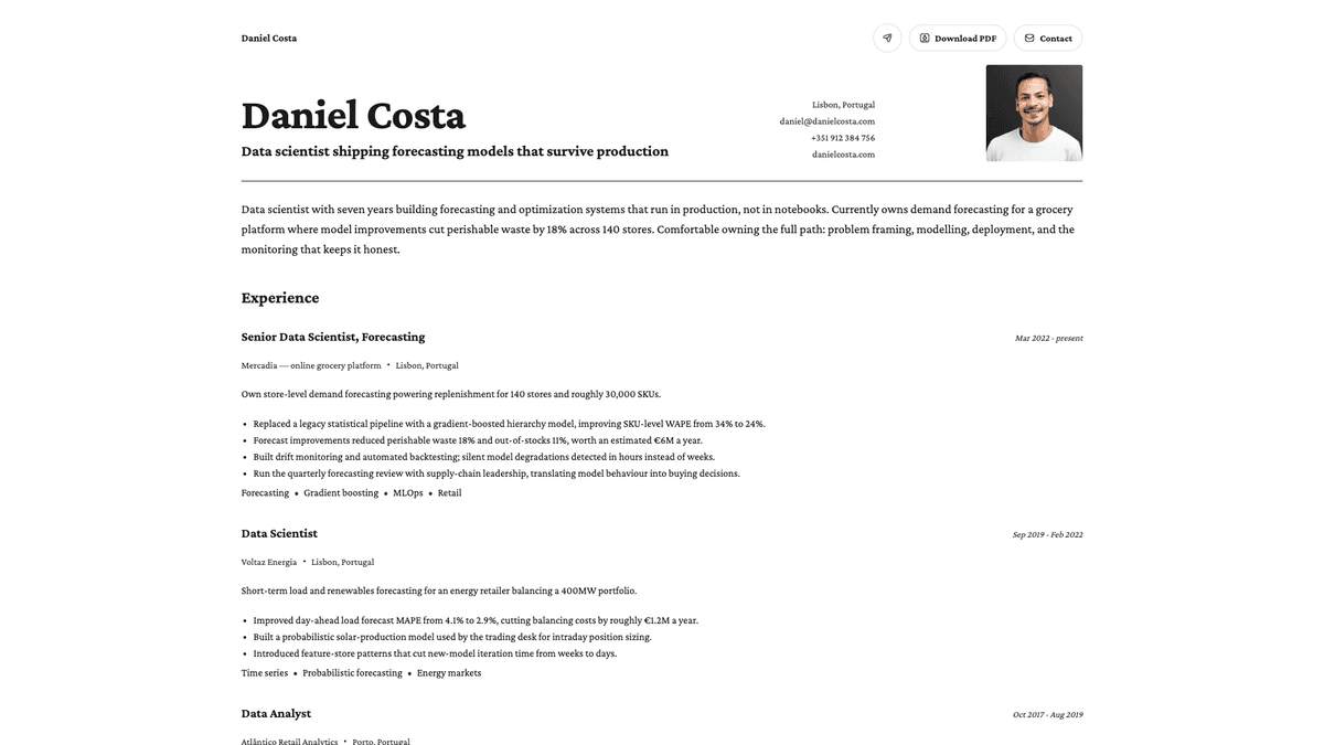 Cobalt online resume example