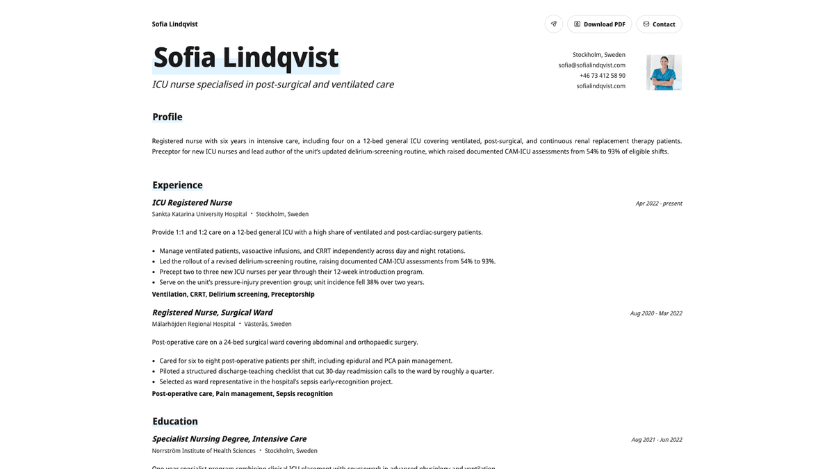Copper online resume example