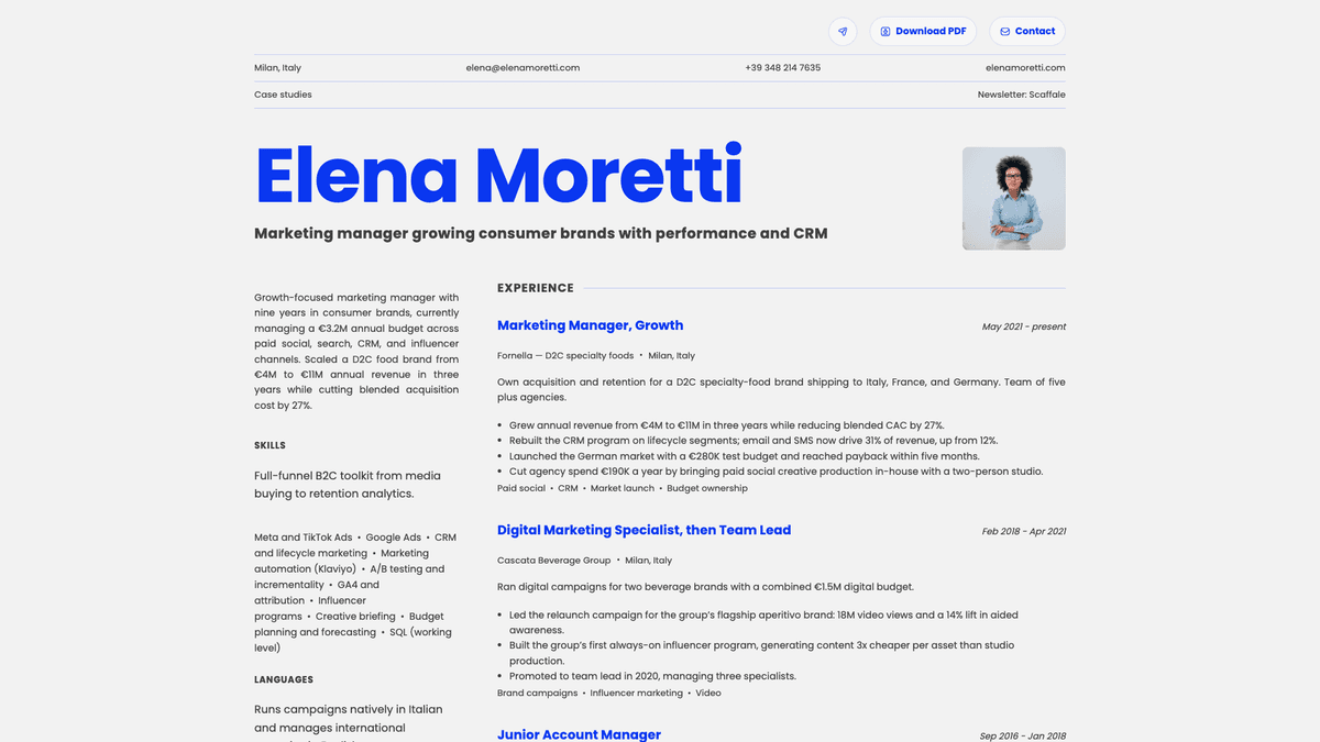 Fern online resume example