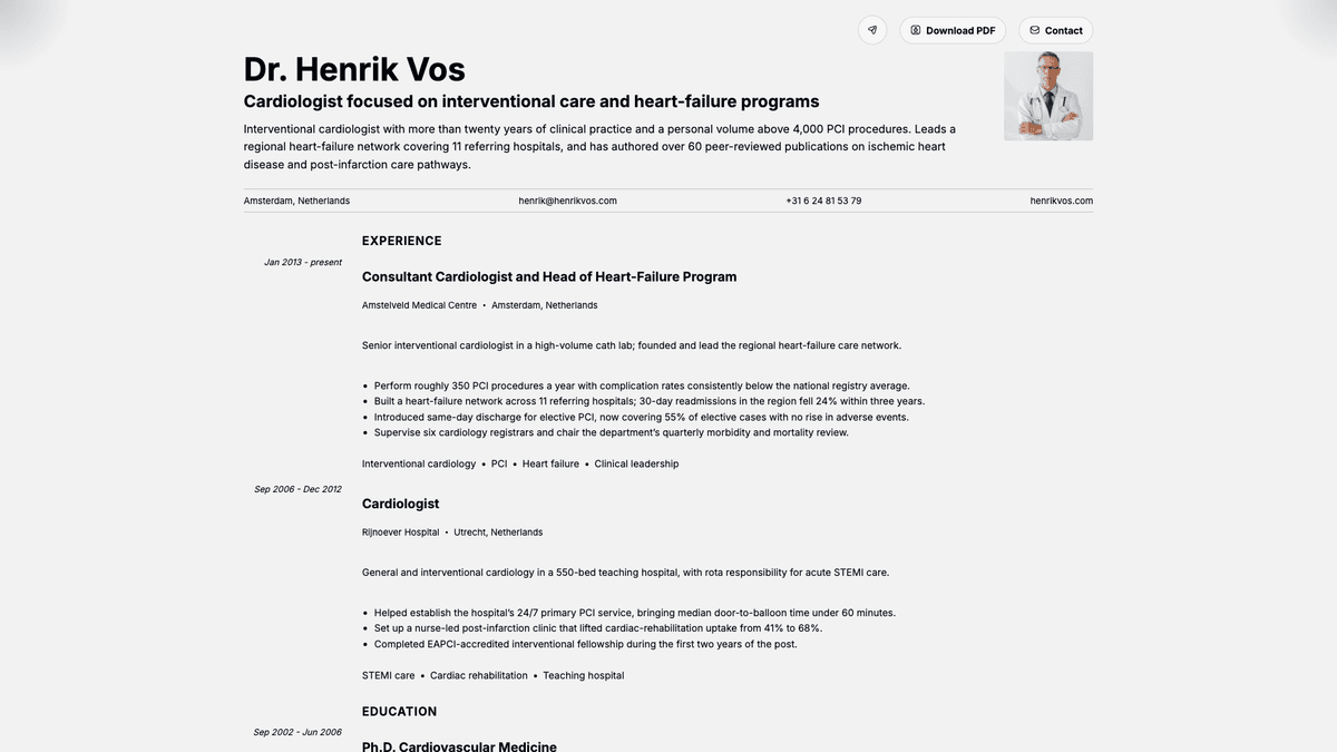 Marble online resume example