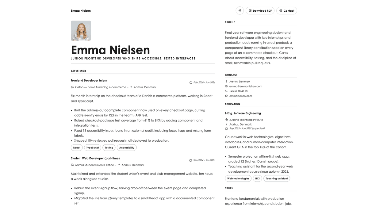 Vanta online resume example
