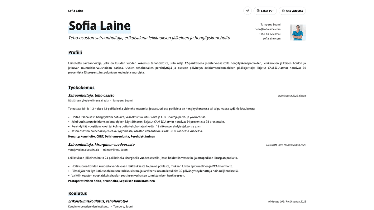 Copper online resume example