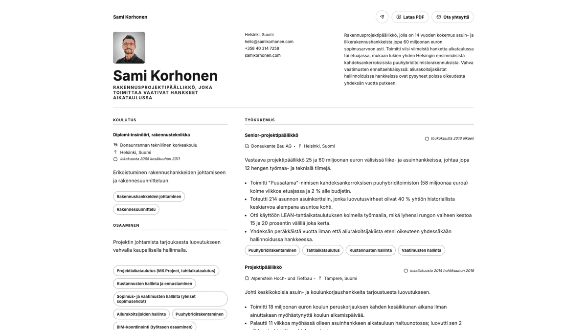 Obsidian online resume example