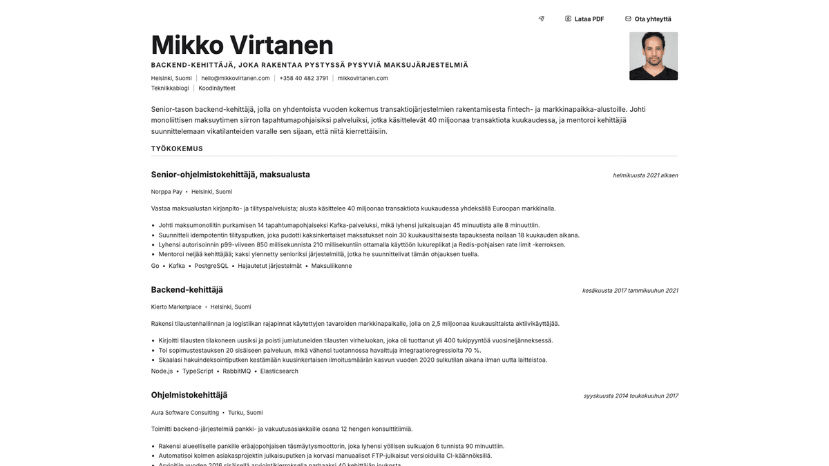 Platinum online resume example