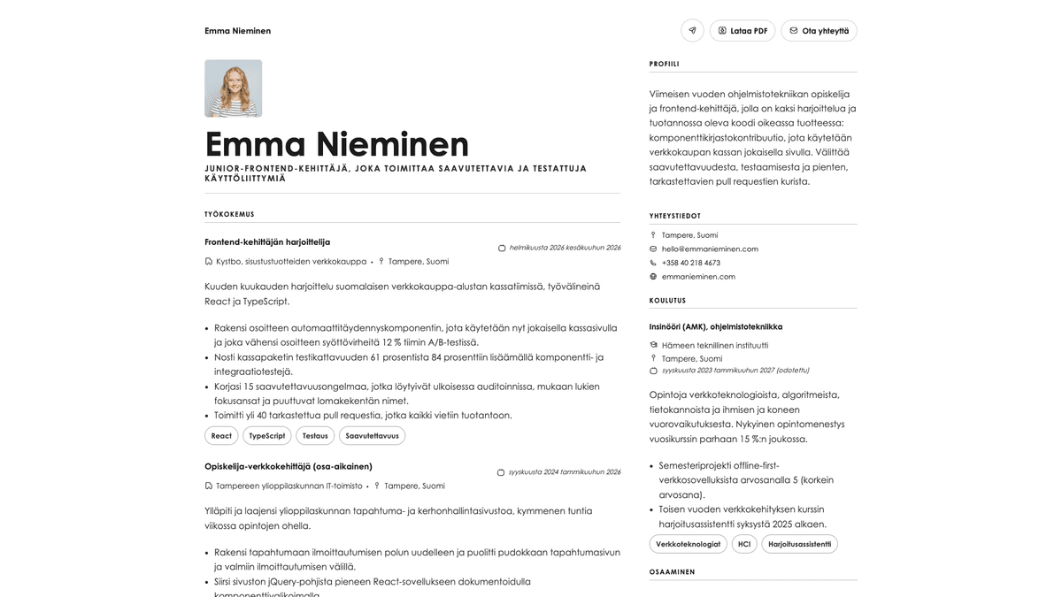 Vanta online resume example