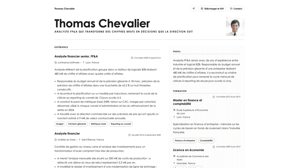 Bronze online resume example