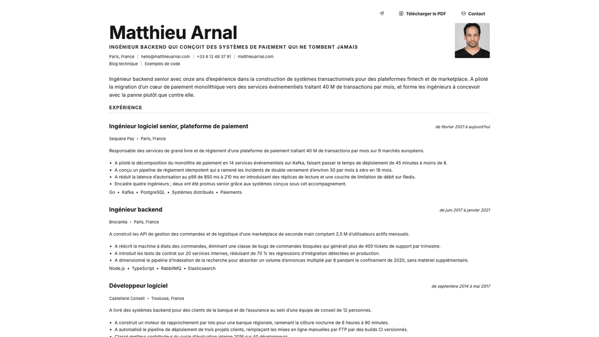 Platinum online resume example