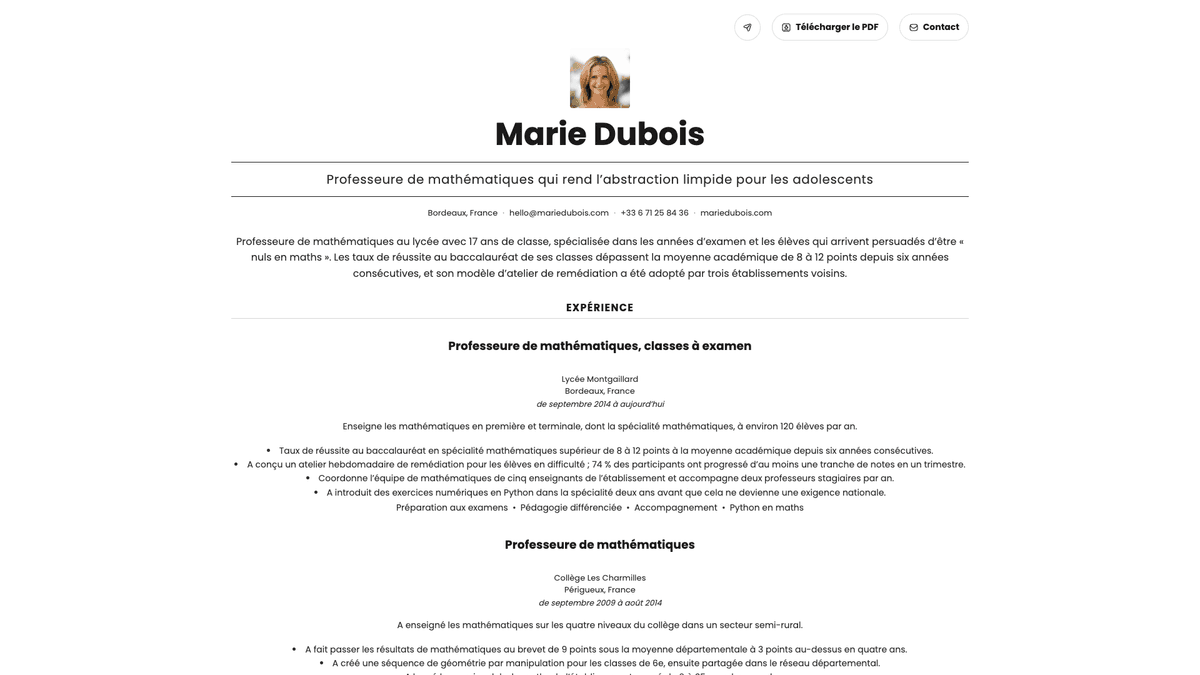Quartz online resume example