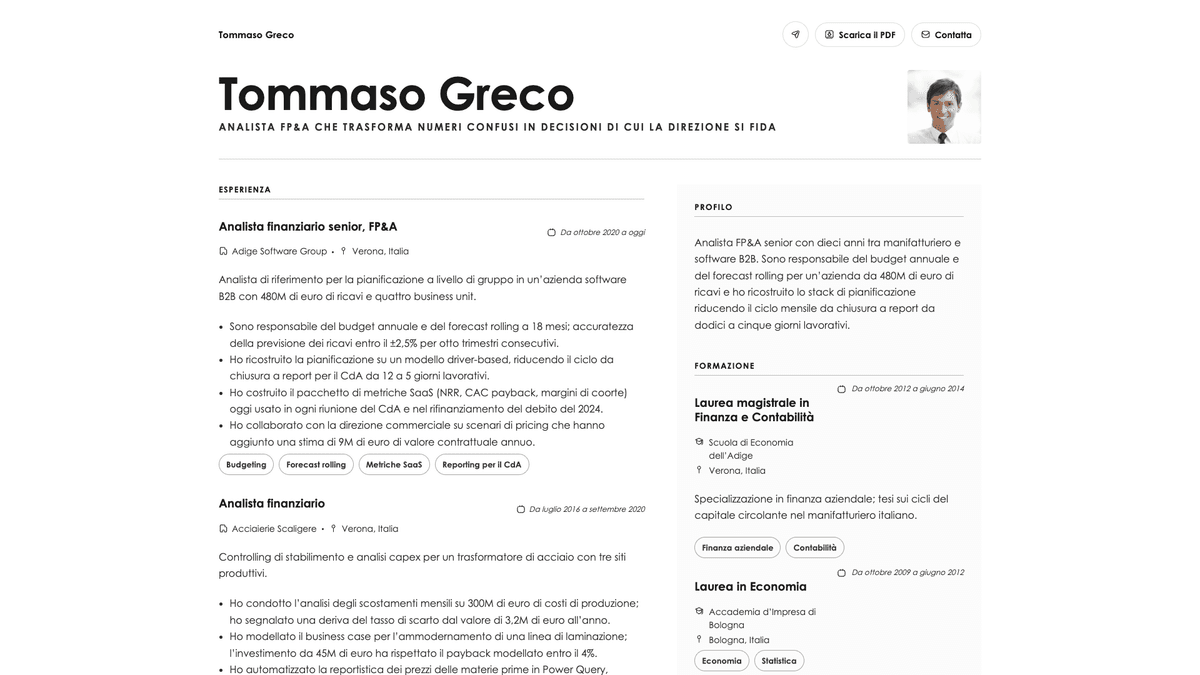 Bronze online resume example