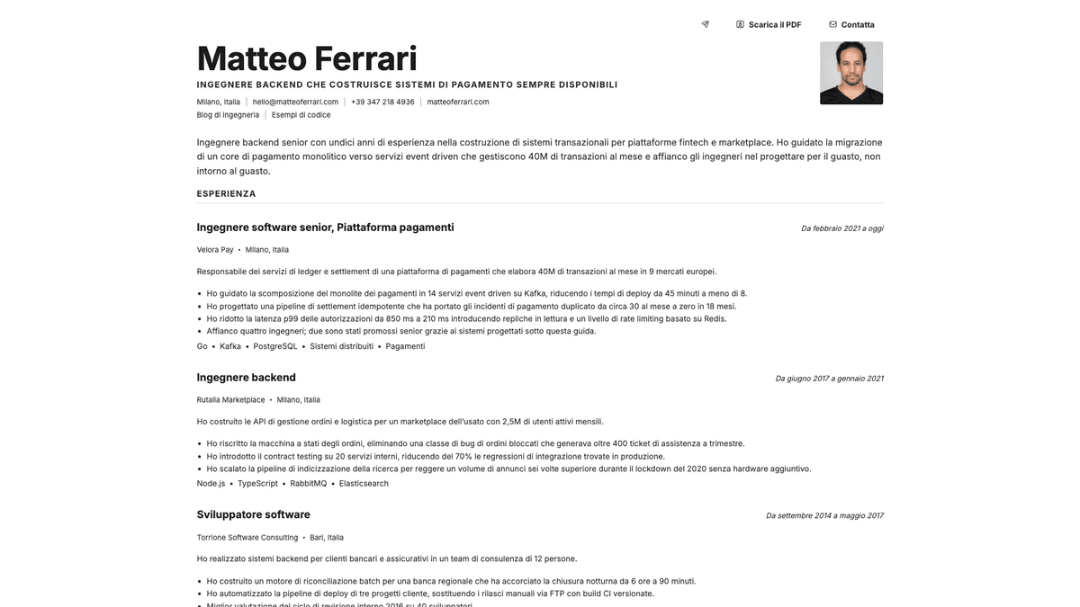 Platinum online resume example
