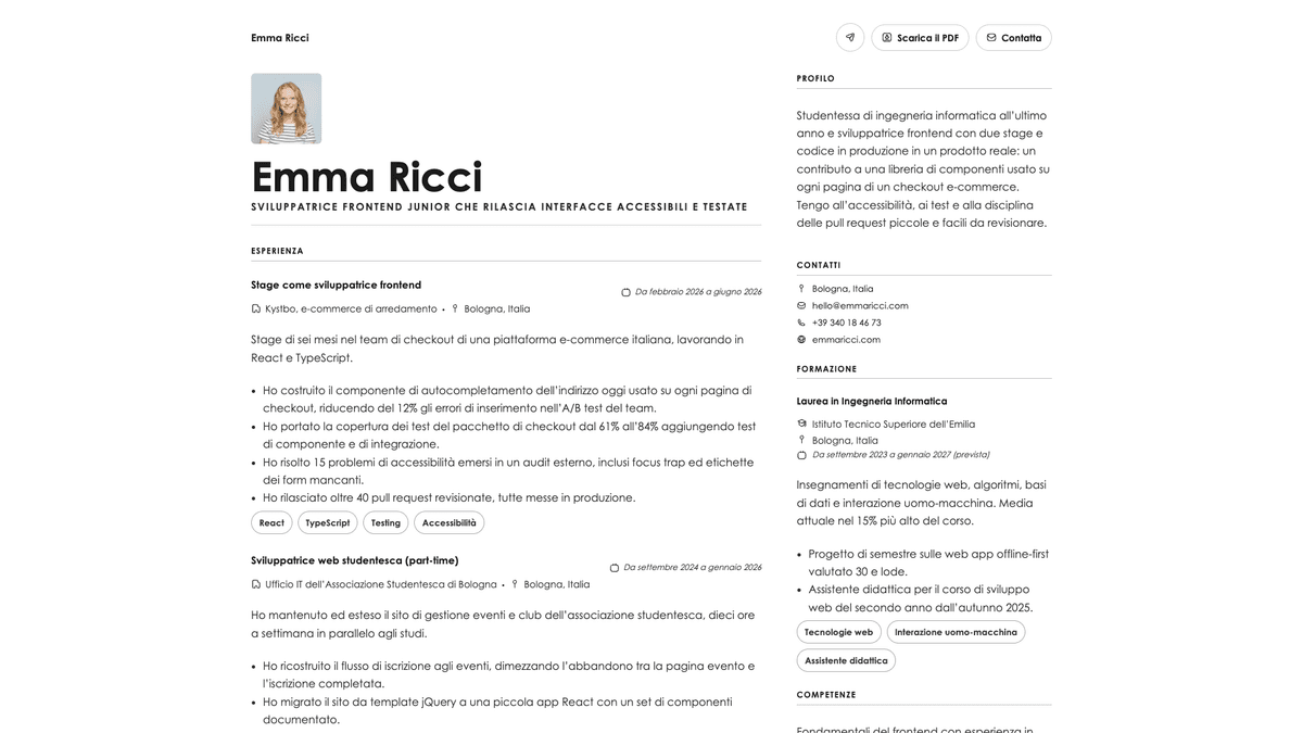Vanta online resume example