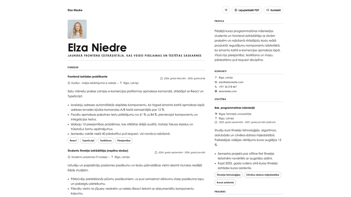 Vanta online resume example
