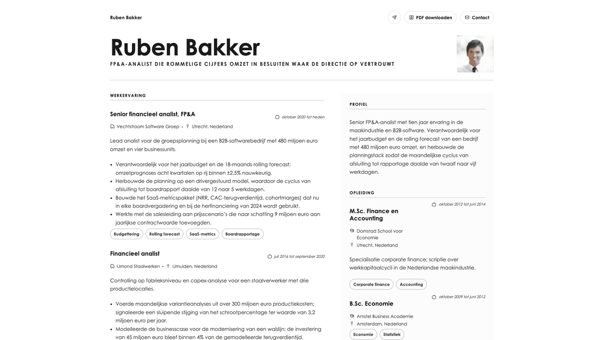 Bronze online resume example