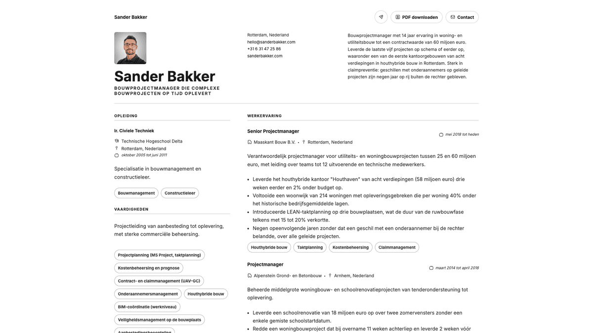 Obsidian online resume example