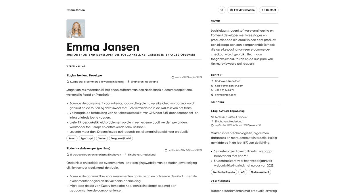 Vanta online resume example