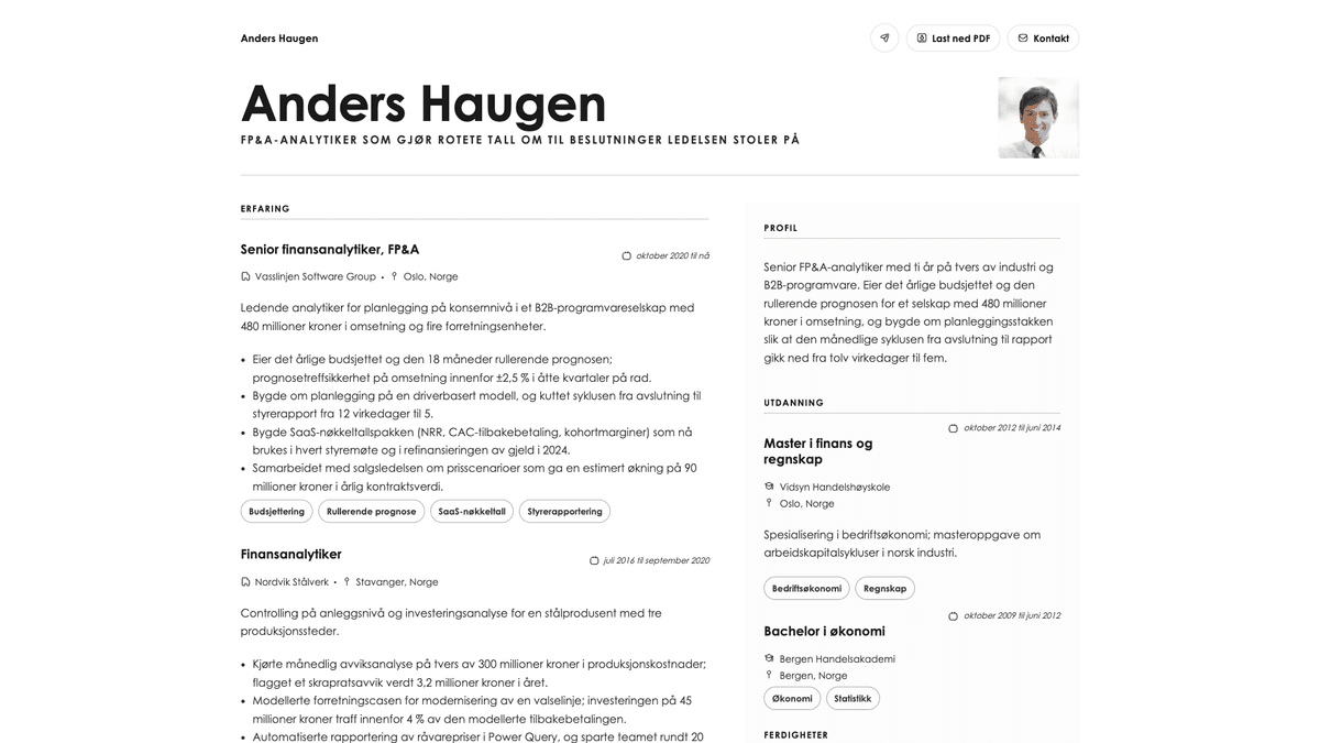 Bronze online resume example