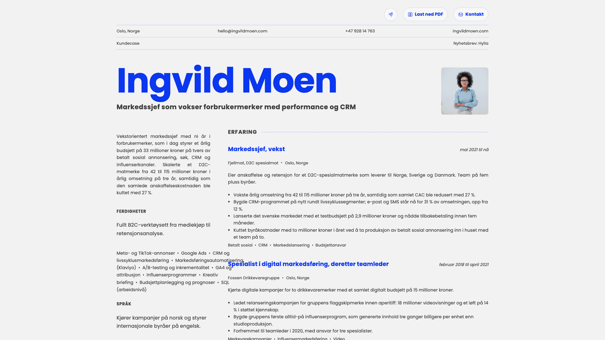 Fern online resume example