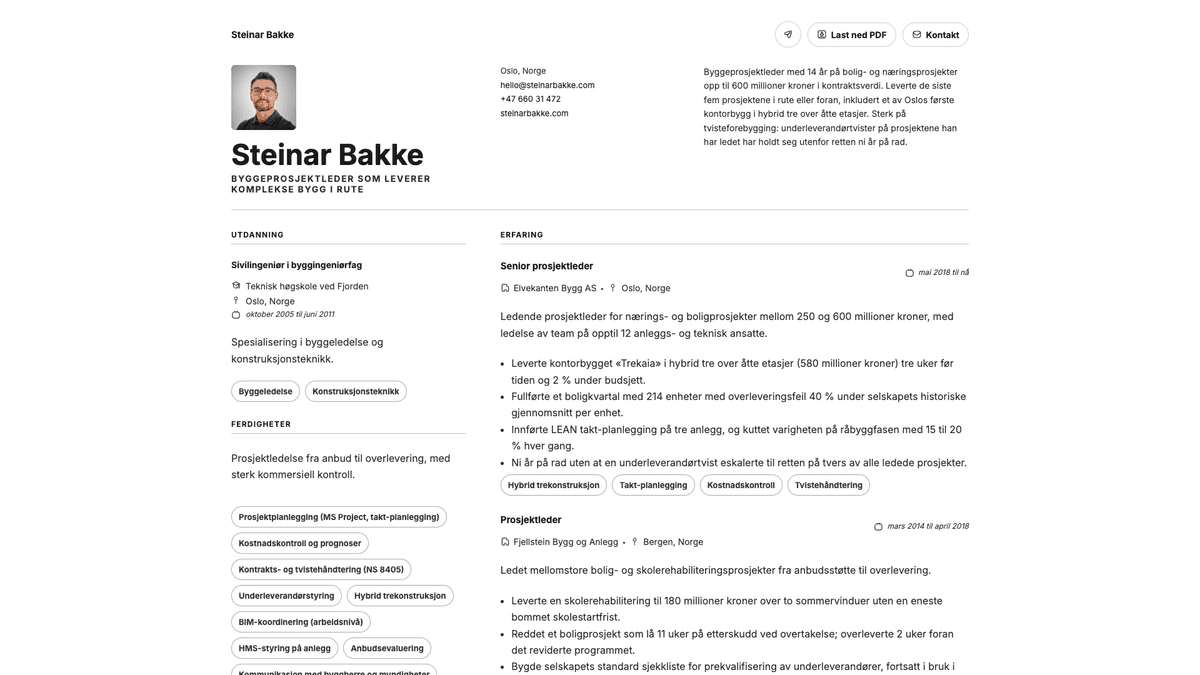 Obsidian online resume example