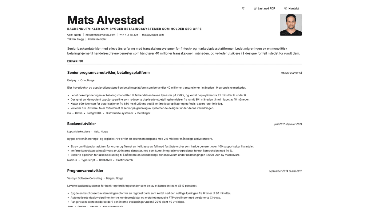 Platinum online resume example