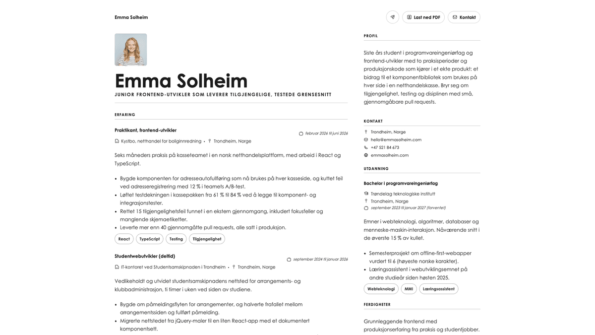 Vanta online resume example