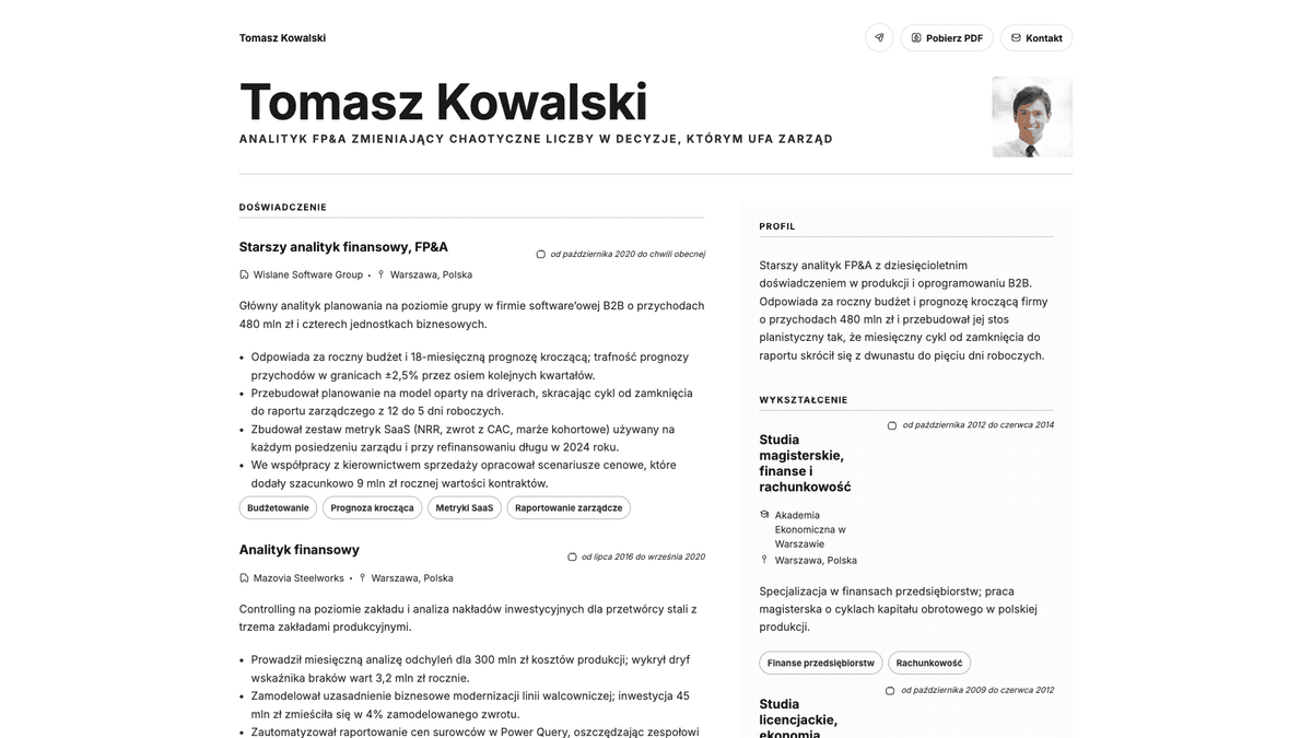 Bronze online resume example