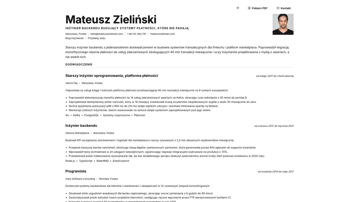 Platinum online resume example