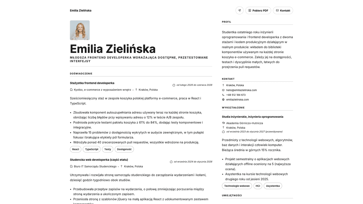 Vanta online resume example