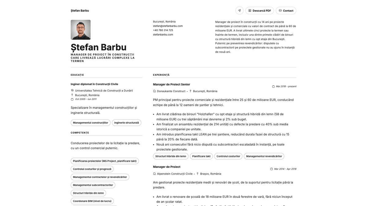 Obsidian online resume example