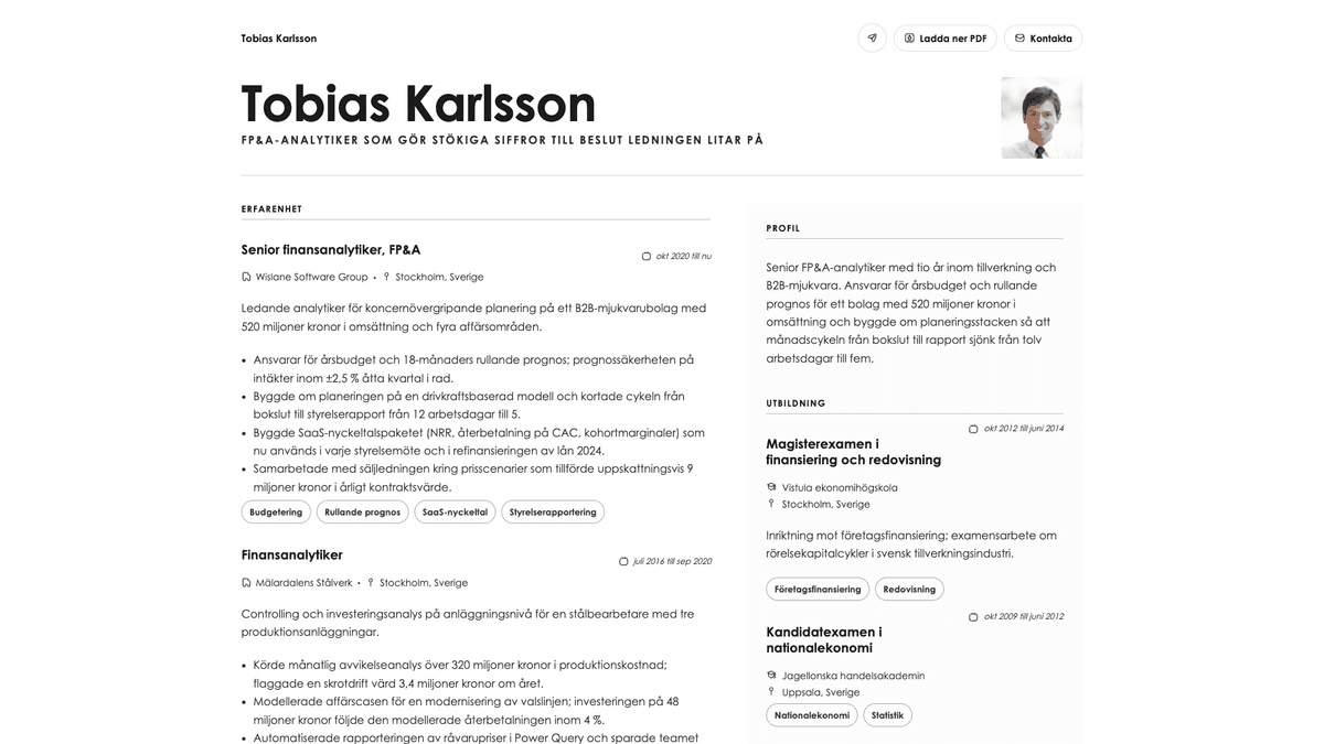 Bronze online resume example