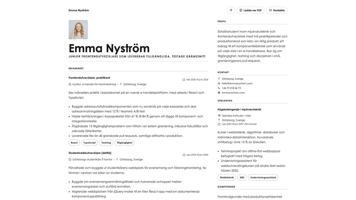 Vanta online resume example