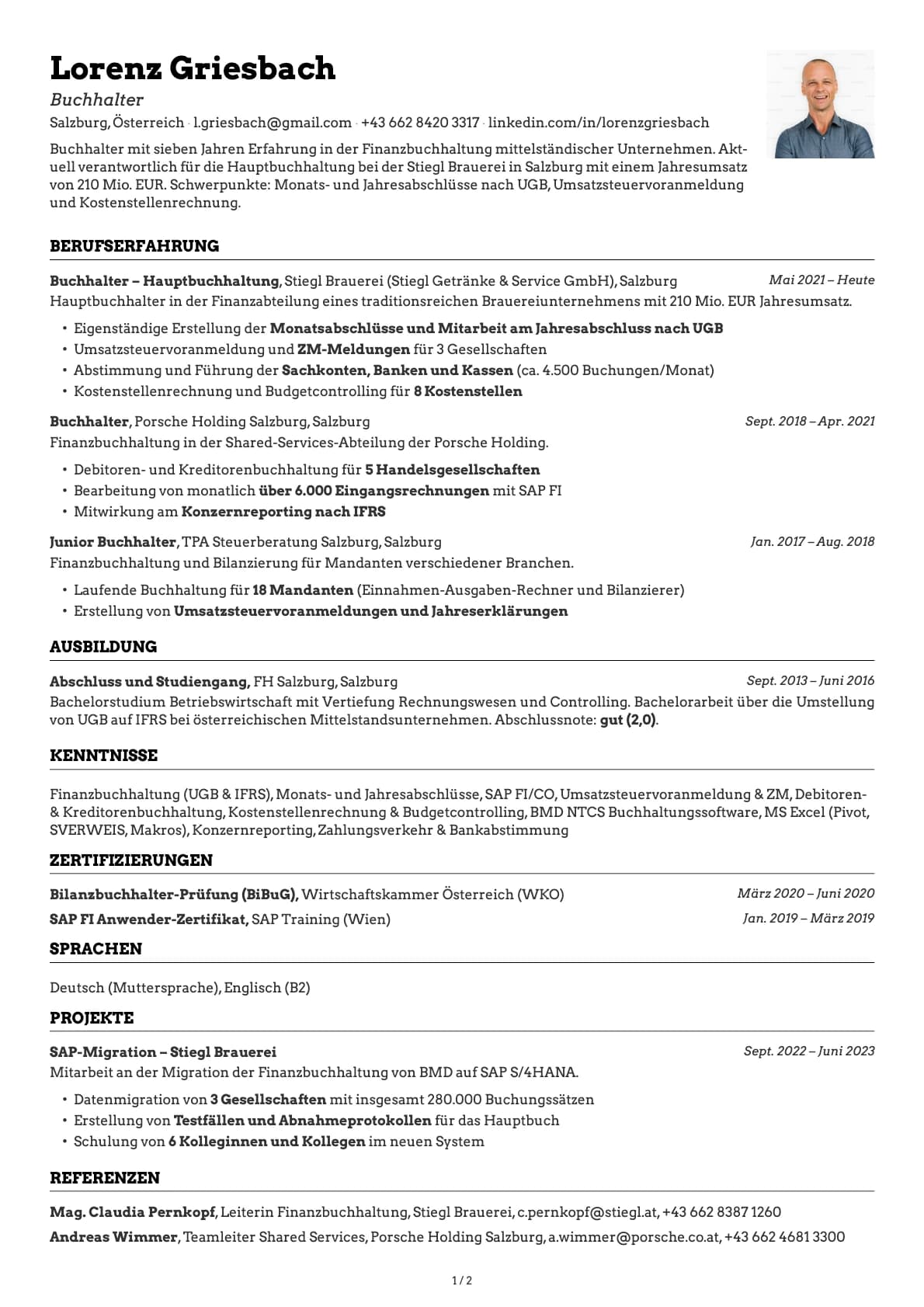 Buchhalter resume example