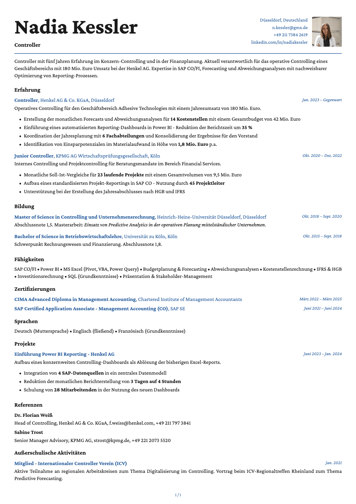 Controller resume example
