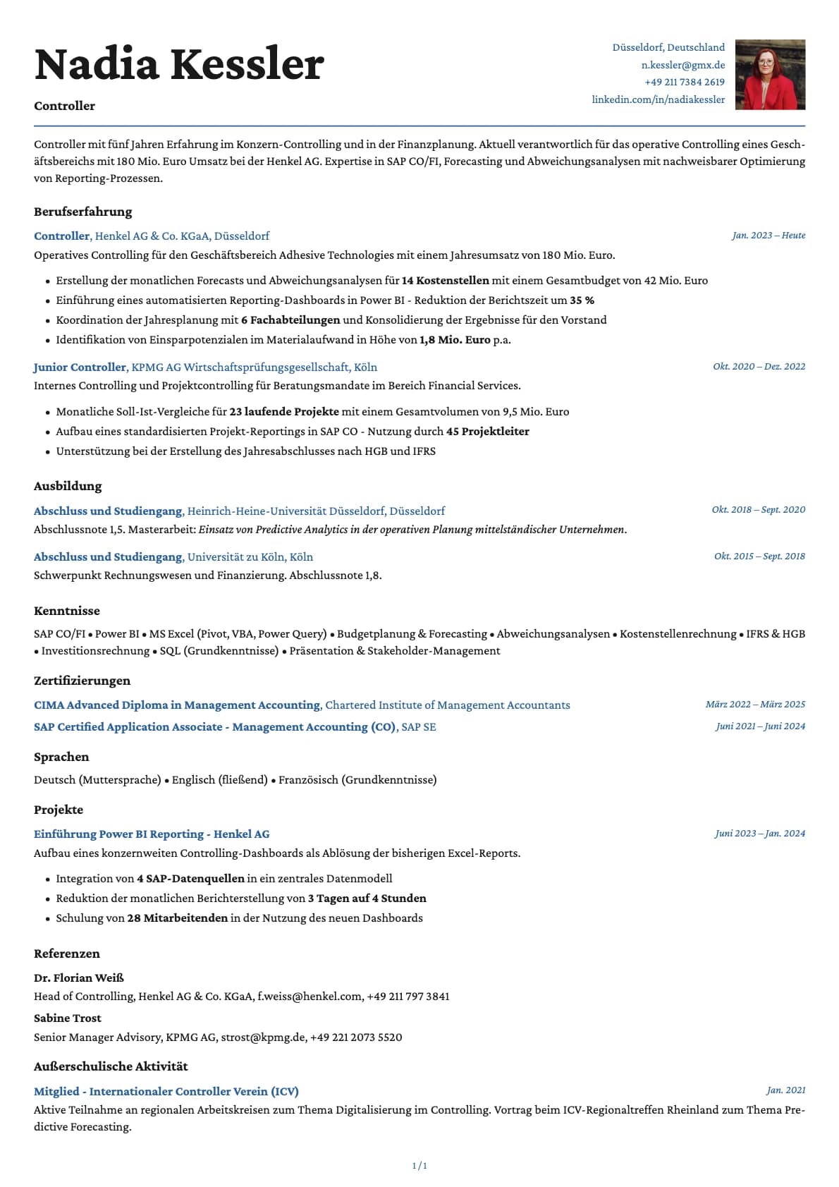 Controller resume example
