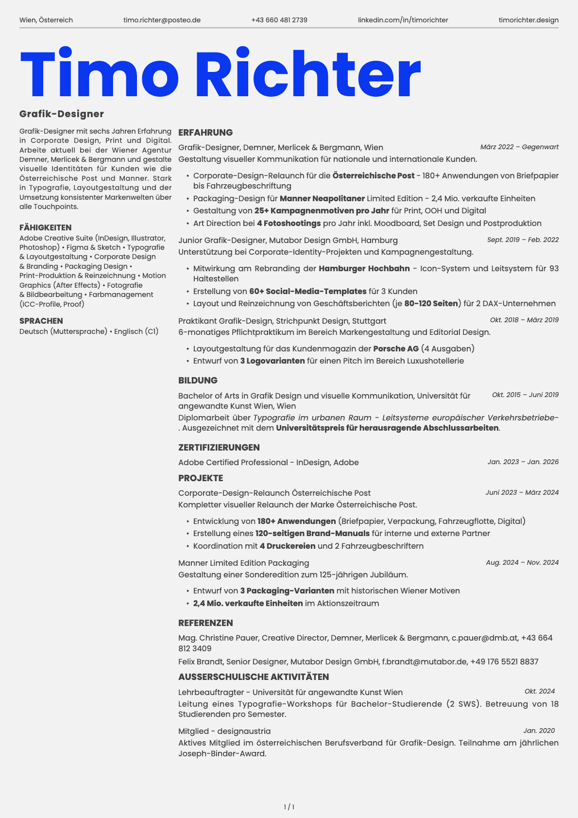 Grafik-Designer resume example