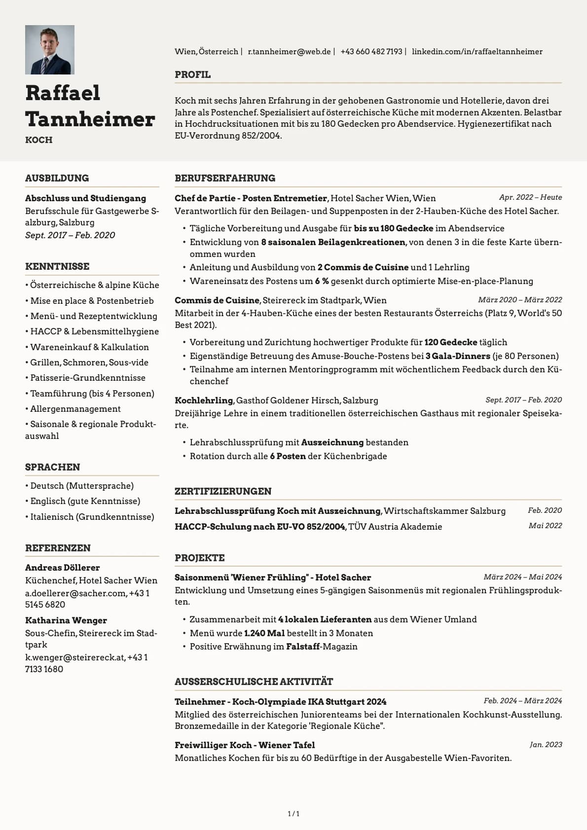 Koch resume example
