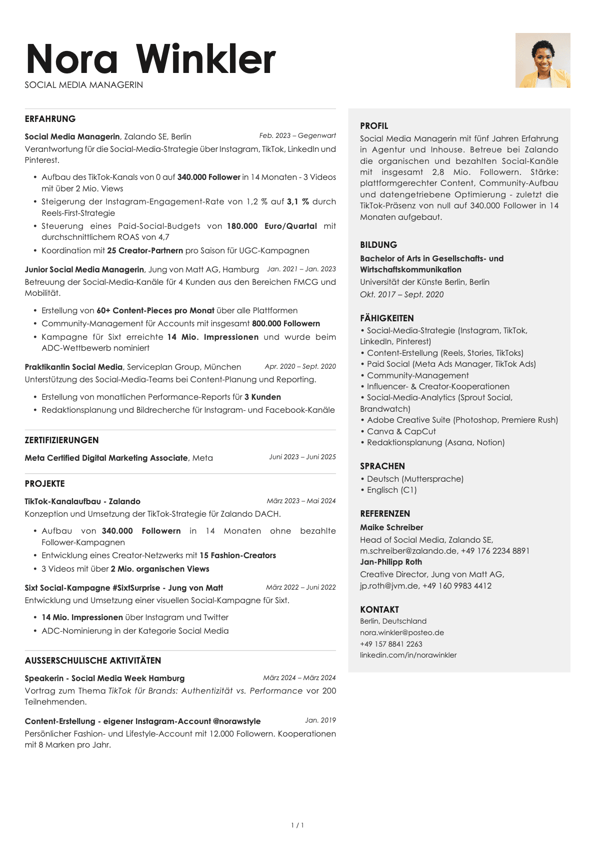 Social Media Manager resume example