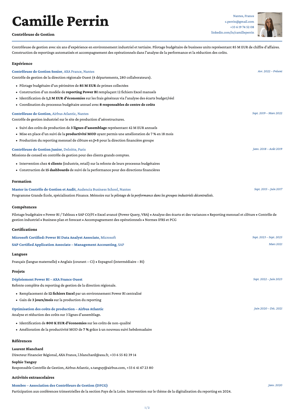 Contrôleur de Gestion resume example