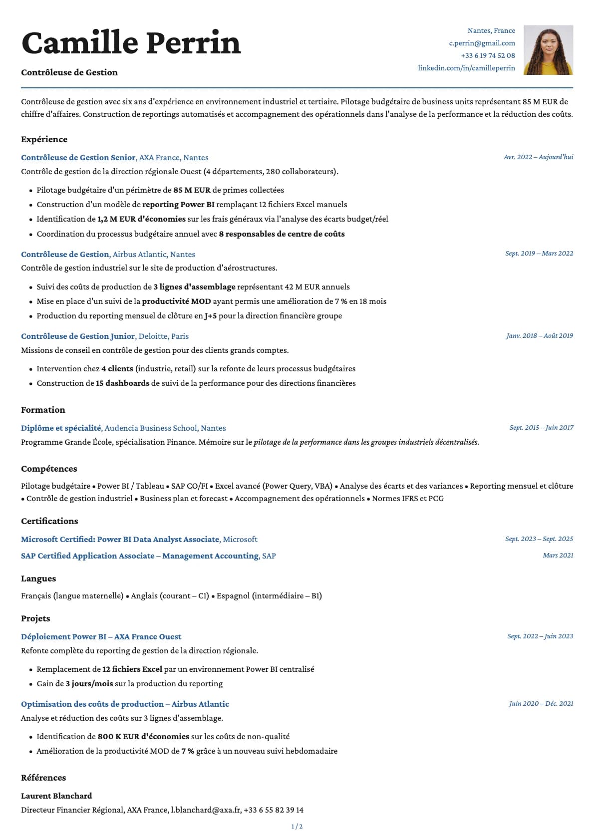 Contrôleur de Gestion resume example