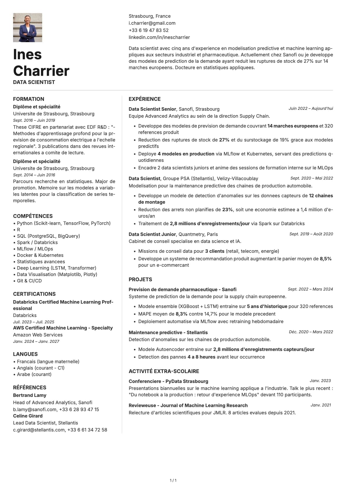 Scientifique des donnees resume example