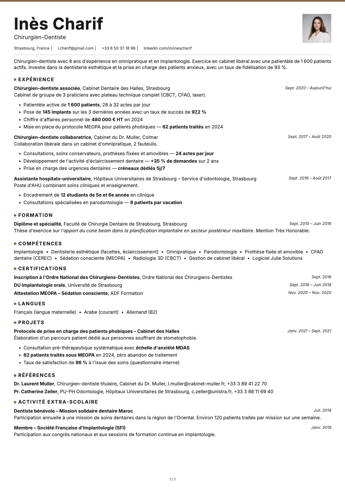 Dentiste resume example