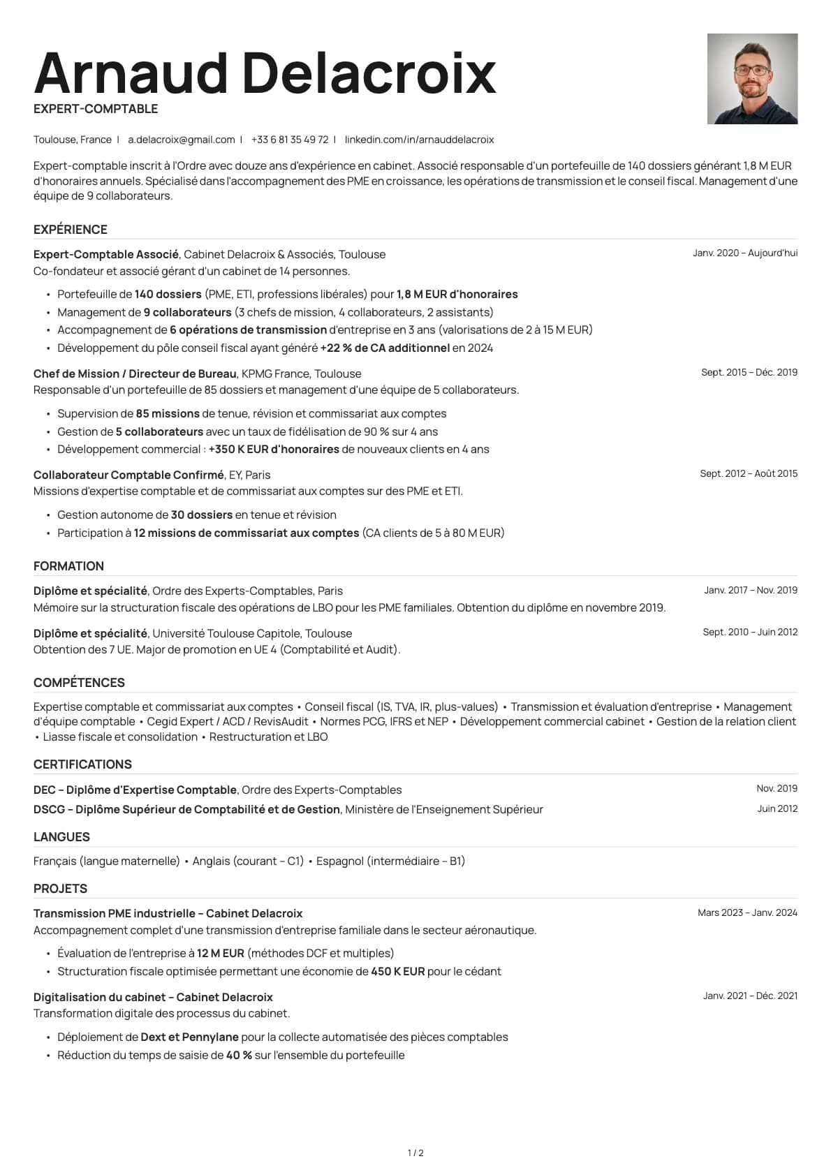 Expert-Comptable resume example