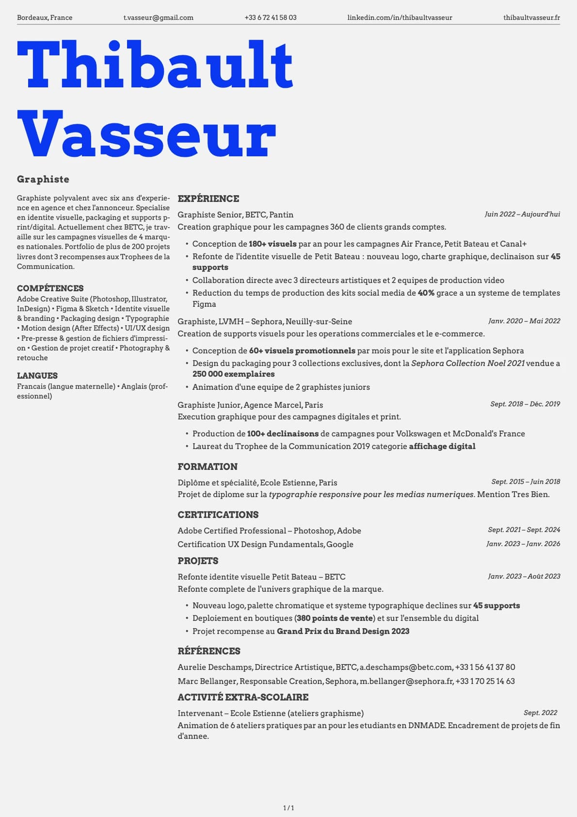 Graphiste resume example