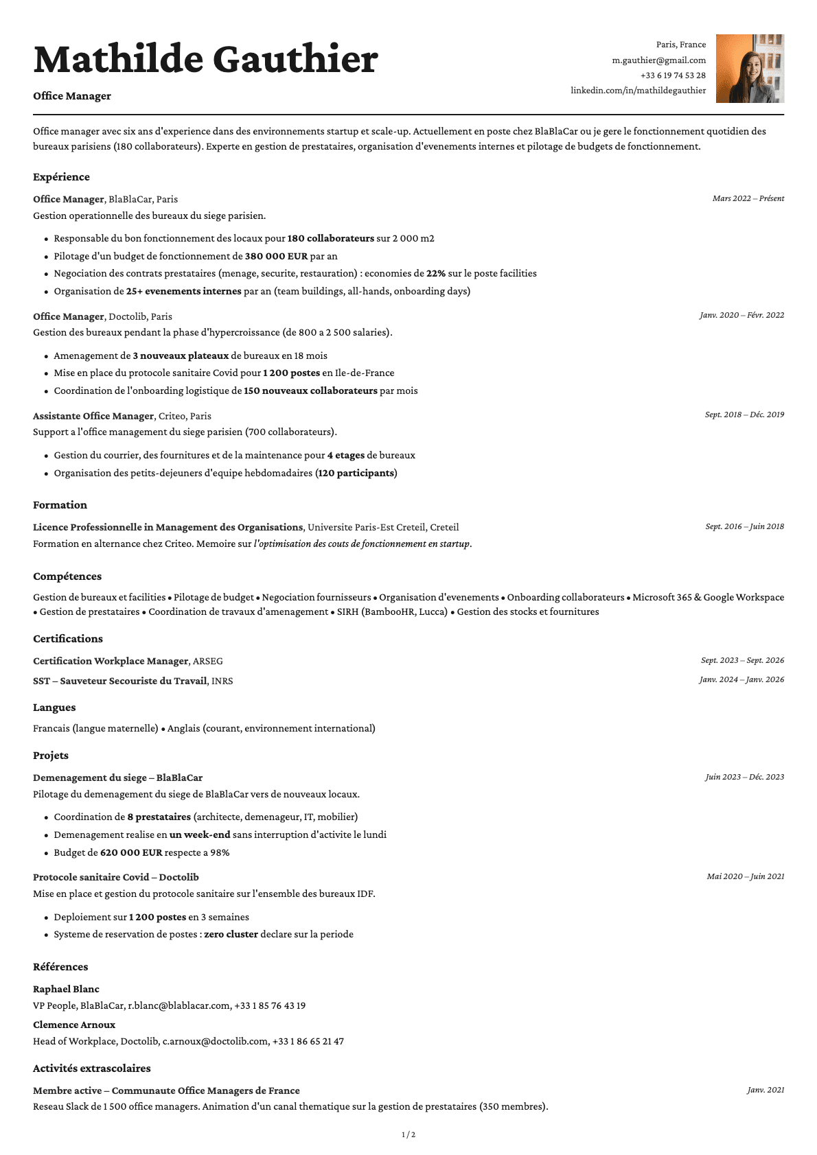 Office Manager resume example