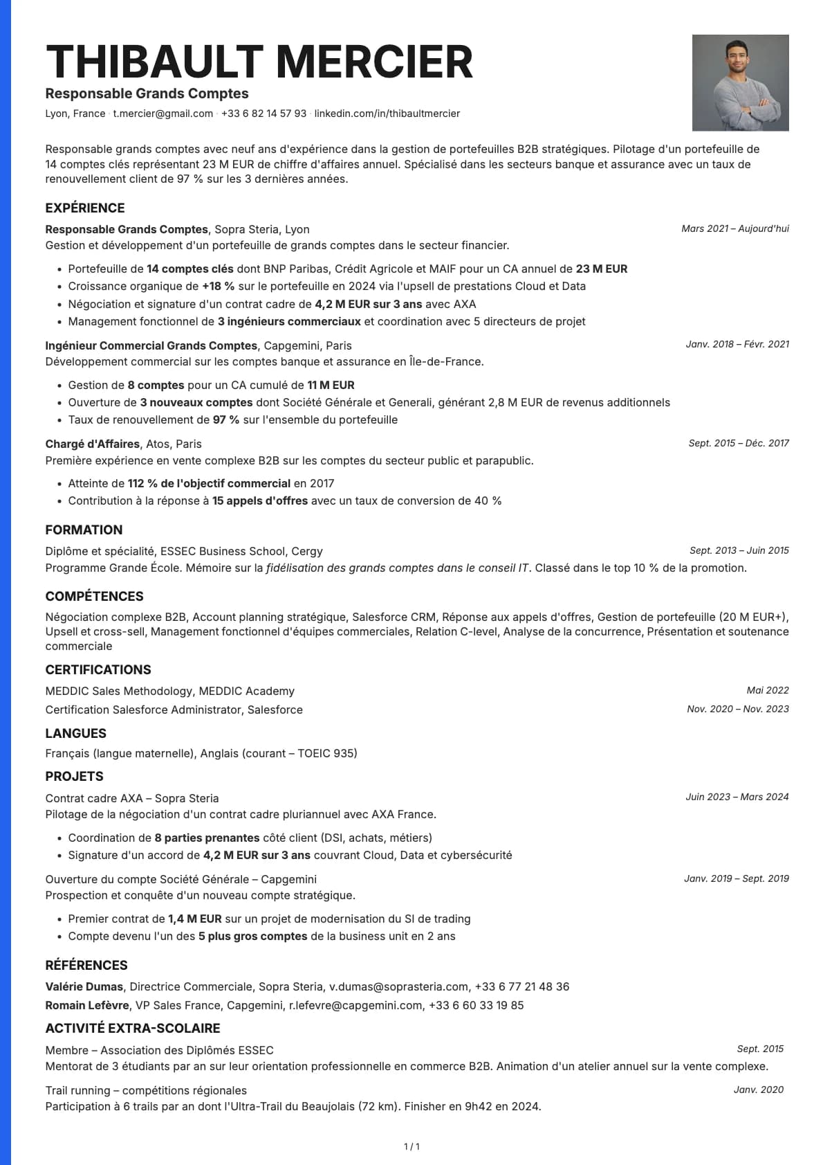 Responsable Grands Comptes resume example
