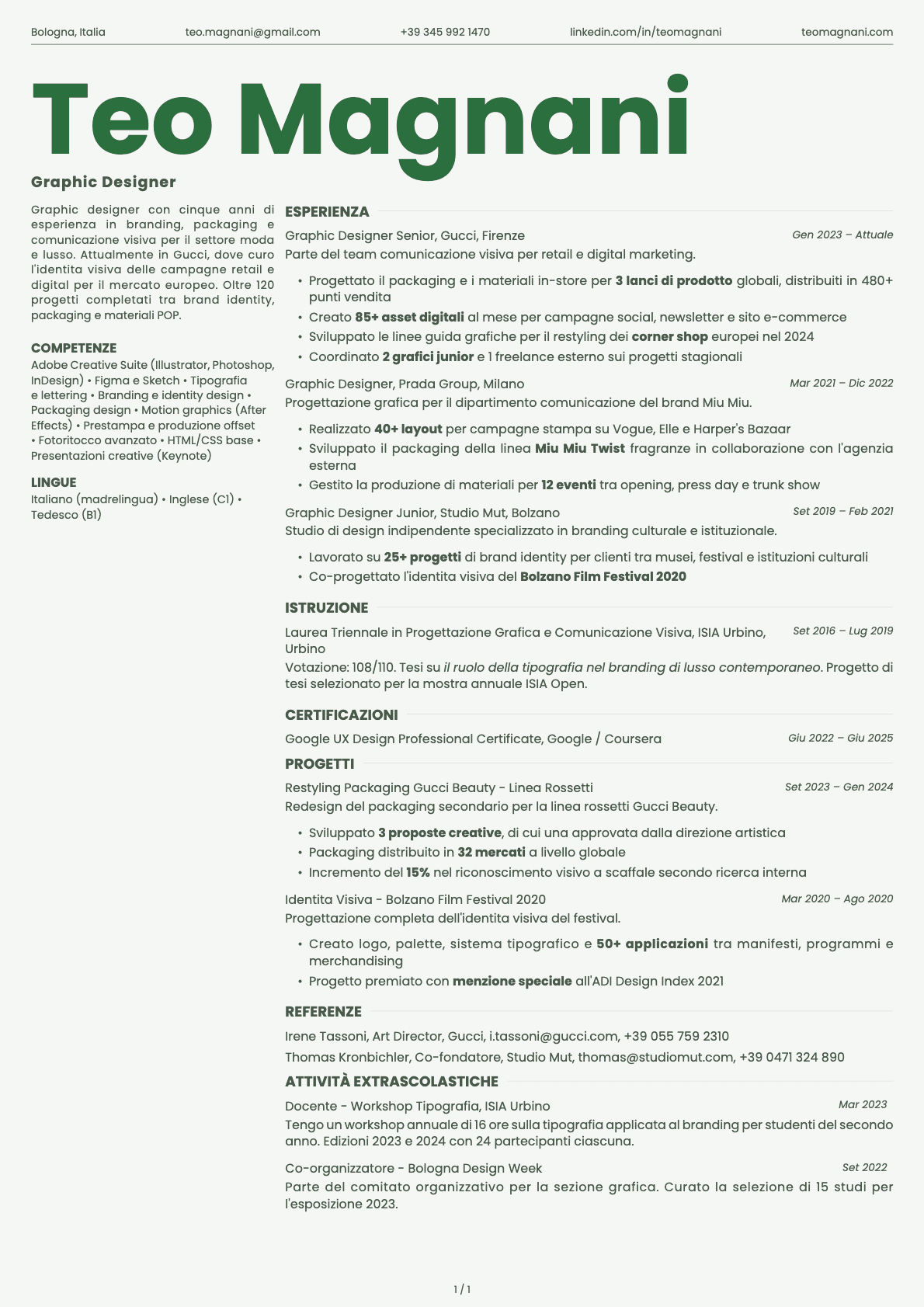 Graphic Designer resume example